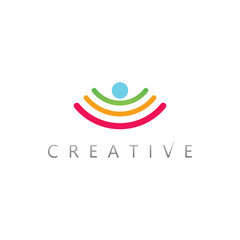 Circle human teamwork logo design vector icon for innovative community branding projects