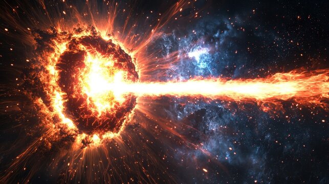 Cosmic explosion radiates energy through vast space during a stellar event in distant galaxy