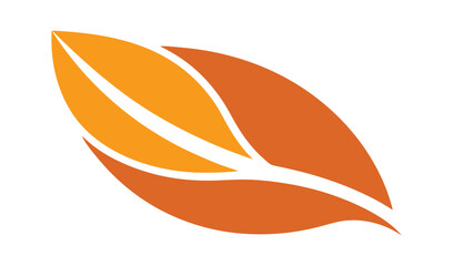 Abstract Orange Leaf Design, Nature Inspired Logo, Vector Illustration