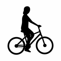 Obraz premium Silhouette of a person riding a bicycle, promoting healthy lifestyle choices