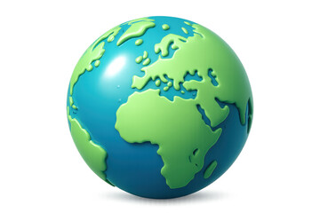 Rotating planet earth globe showing Europe, Asia and Africa with transparent background