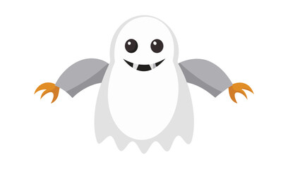 Adorable Cartoon Ghost Character, Halloween Illustration, Friendly Spirit