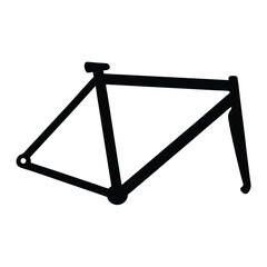 Minimalist Black Bicycle Frame Isolated on White Background for Custom Builds