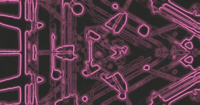 AI-generated abstract with intricate pink neon lines forming geometric shapes on a dark background