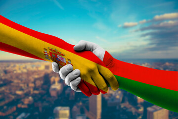 Shaking hands Spain and Madagascar