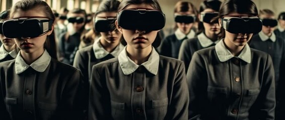 Students engage in virtual reality activity as part of innovative learning program in classroom setting