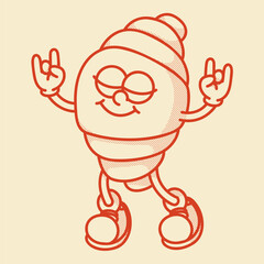 Croissant mascot contour retro vector design for bakery logo and branding