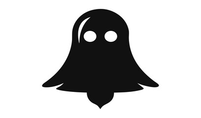 Spooky Black Ghost Illustration, Halloween Design Element, Simple Icon