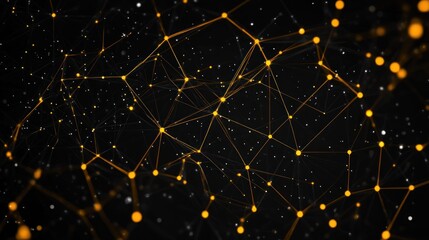 Glowing network with dots on black background
