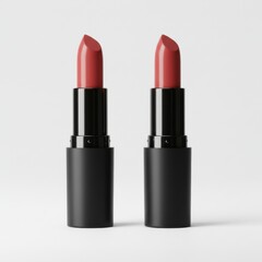 Two lipsticks isolated on white background for beauty and makeup use.