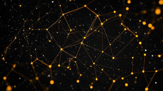 Glowing network with dots on black background - Powered by Adobe
