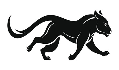 Majestic Black Panther Silhouette in Motion, Elegant Design