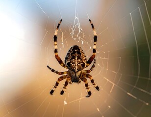 Orb weaver spider centered in intricate web