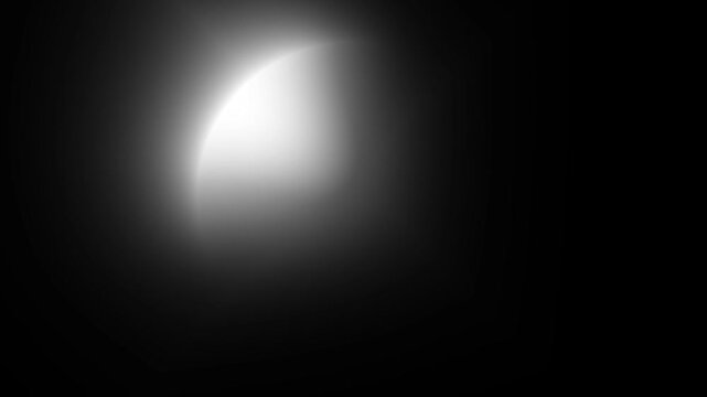 Abstract white glowing crescent light on dark background with smooth futuristic energy rotation effect