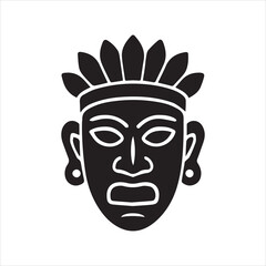 Cultural Mask icon silhouette vector with white background