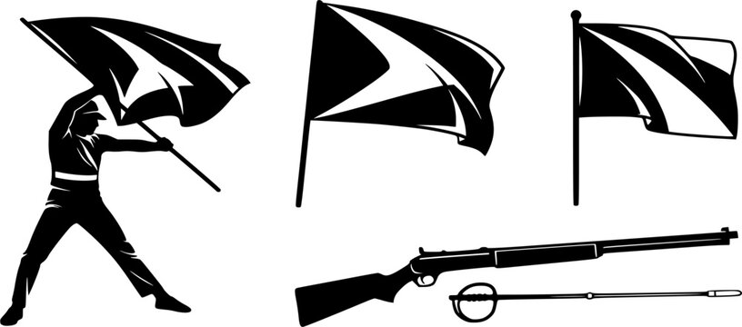 Color Guard Rifle Cartoon