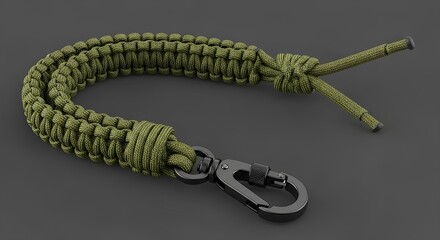 Olive Green Paracord Keychain with Carabiner Durable & Stylish Accessory