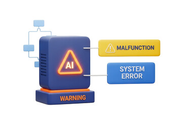 Ai system malfunction illustration isolated on transparent background