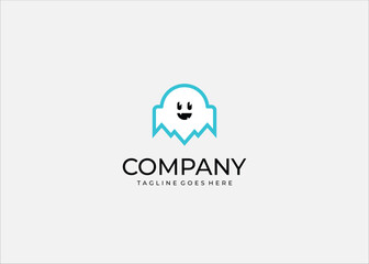 Vector illustration of a cute ghost character with vampire fangs in bold outline style. Simple, modern, and playful design suitable for Halloween, mascot, logo, stickers, kids, and games.
