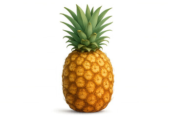 Fototapeta premium Ripe pineapple featuring vibrant green crown, standing against transparent backdrop, representing fresh tropical nutrition