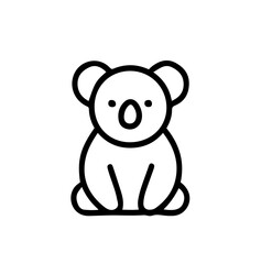 Koala Icon – Minimalist Cute Animal Line Art. Cute koala icon in minimalist outline style. Perfect for wildlife, Australia themes, children’s designs, and graphic resources.