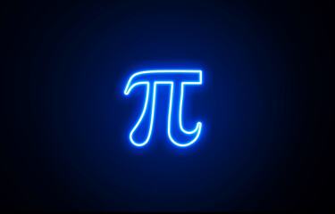 Neon glowing Pi on black background. The pi (π) symbol. π Pi letter icon.