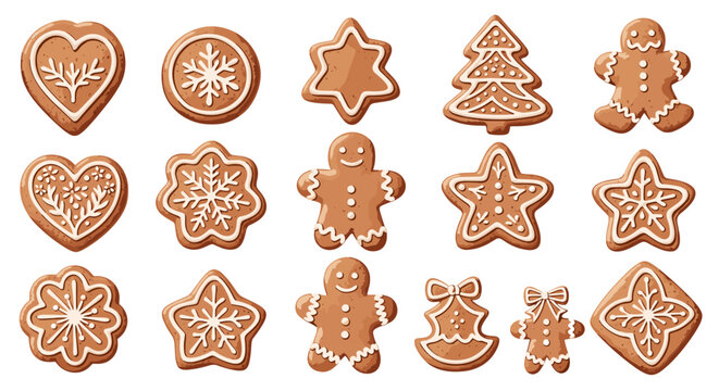 A festive array of gingerbread cookies with intricate icing decorations