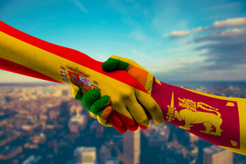 Shaking hands Spain and Sri Lanka