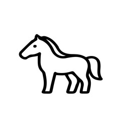 Horse Icon – Minimalist Farm Animal Line Art. Clean horse icon in cute minimalist outline style. Perfect for farm, riding, nature, and educational projects.