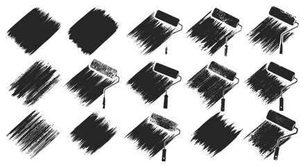 Progression of paint roller application showing texture and coverage stages