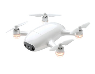 Compact White Quadcopter Drone with LED Lights &ndash; Transparent Background