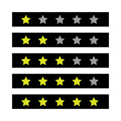 Set of Simple Flat Rating Star icon with Yellow Black Color. High Quality Editable Icon Vector