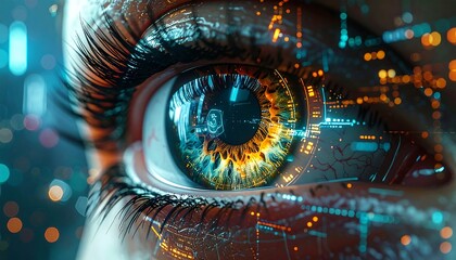 Close-up of an eye with digital overlay