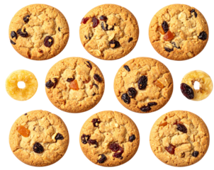 Minimal Flat Lay of Healthy Oatmeal Cookies PNG