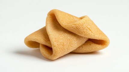 Single fortune cookie on white background