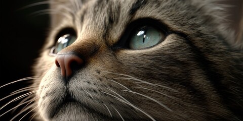 Innocent Sadness: A Close-Up Portrait of Blue Eyed Tabby Kitten