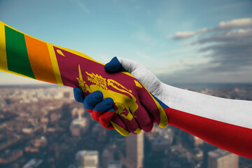 Shaking hands Sri Lanka and_Czech Republic