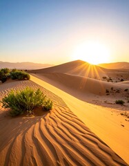 Sunrise over desert dunes (2)