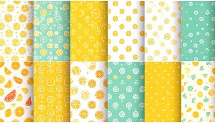 Citrus fruit patterns on a grid