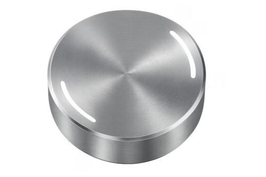 Brushed metal button with transparent background featuring radial gradients - Powered by Adobe