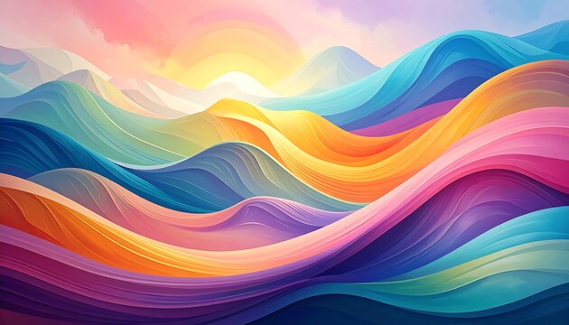 Abstract colorful wavy landscape