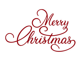 Naklejka premium Merry Christmas vector text Calligraphic Lettering design card template. Winter holidays related typographic quote. Vector illustration.
