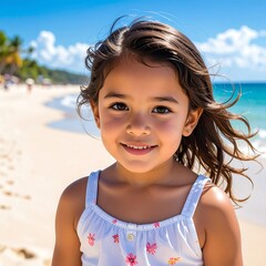 Smiling girl on beach (1)
