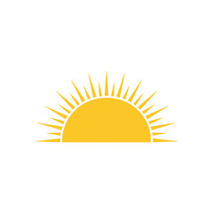 Yellow Sun Rising Graphic Illustration on White Background Symbolizing Hope and New Beginnings