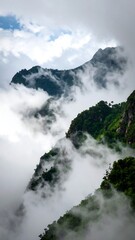 Misty mountain peaks