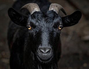 Close-up of black goat