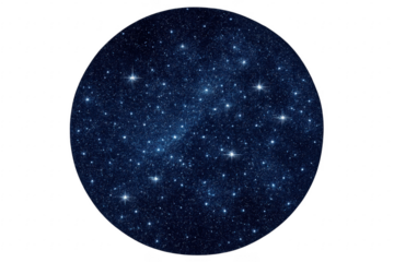 Circular starry night sky with transparent background, perfect for graphic design projects