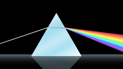 光学プリズムのイラスト　光の屈折　分光