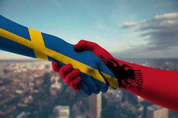 Shaking hands Sweden and Albania