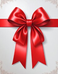 Red satin ribbon bow, elegant presentation